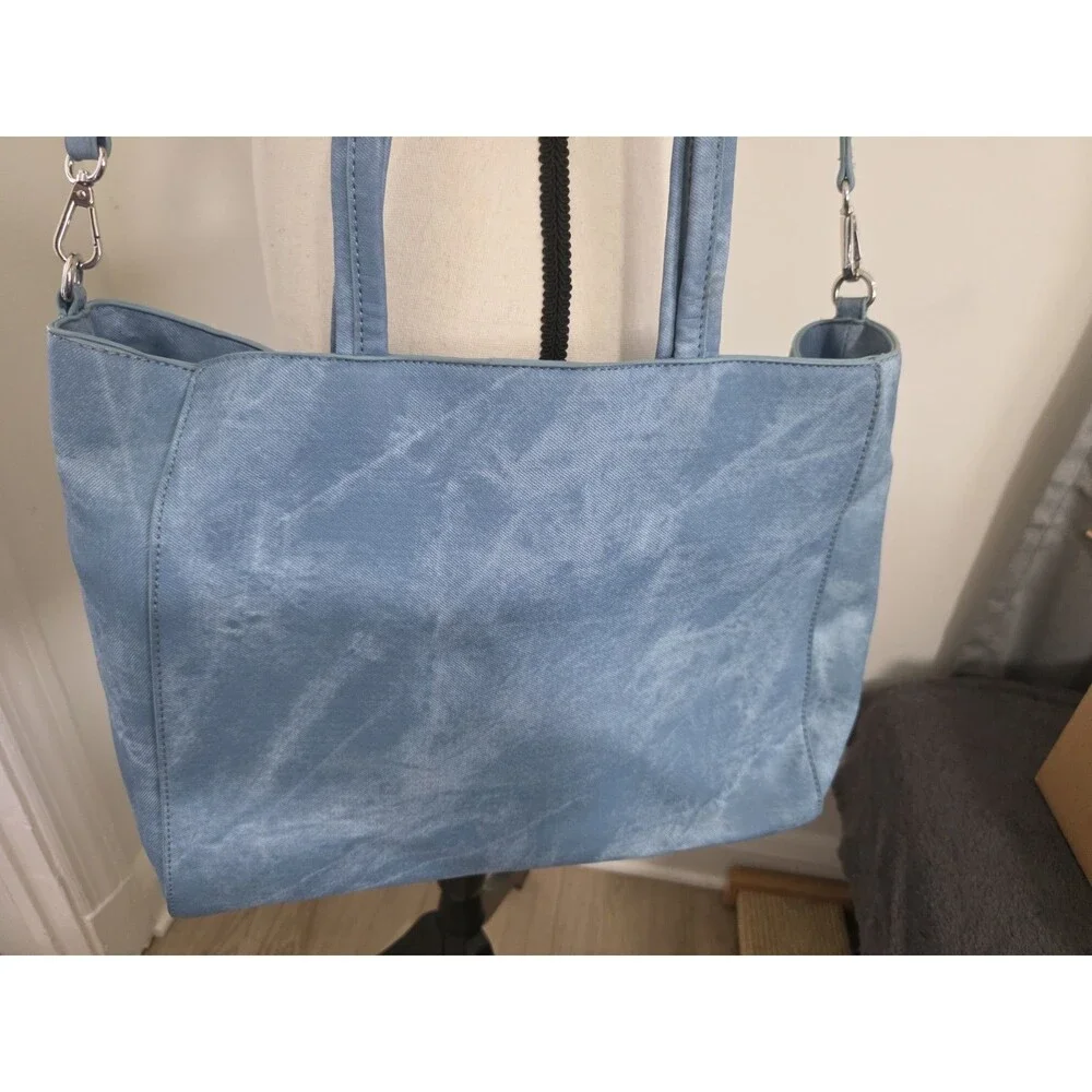 VeryRare Desigual Denim LightBlueWash Boho Embroidered&Embosd Lg Tote Bag HtFEuC